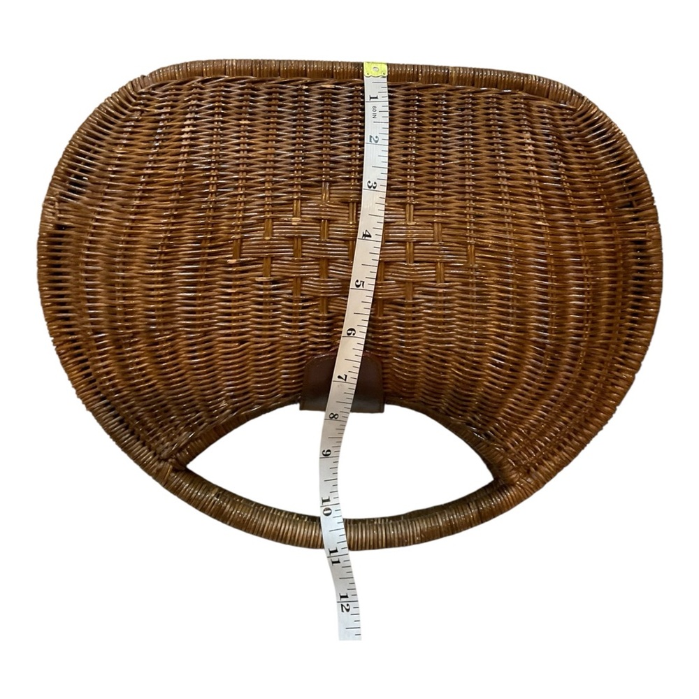 H&M Women’s Retro Look Bright Brown Wicker Rattan Purse Handbag - Picture 15 of 16